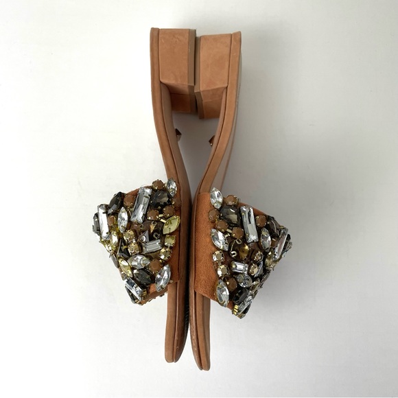 SCHUTZ Victoria Jewelled Embellished Leather Sandal Slides Size 7 - Picture 3 of 12